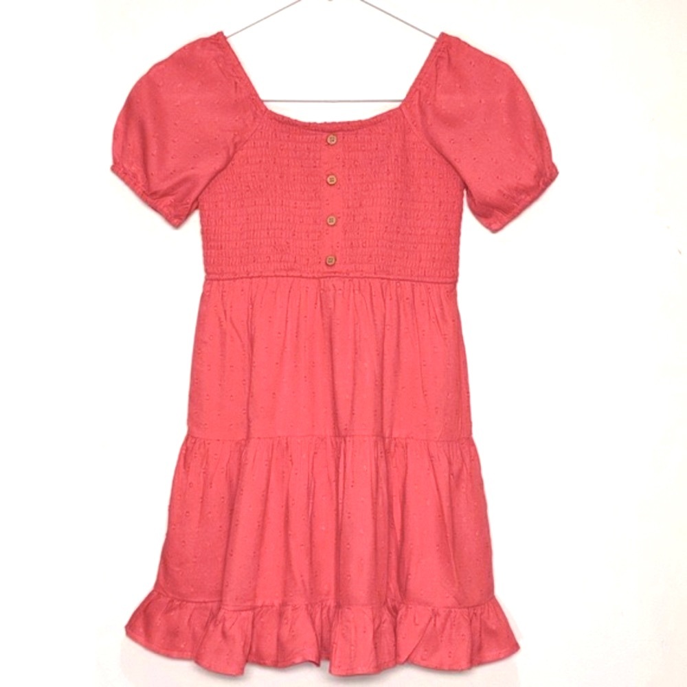NWOT Japna Girls Peach Dot Fit & Flare Casual Midi Dress Size 10